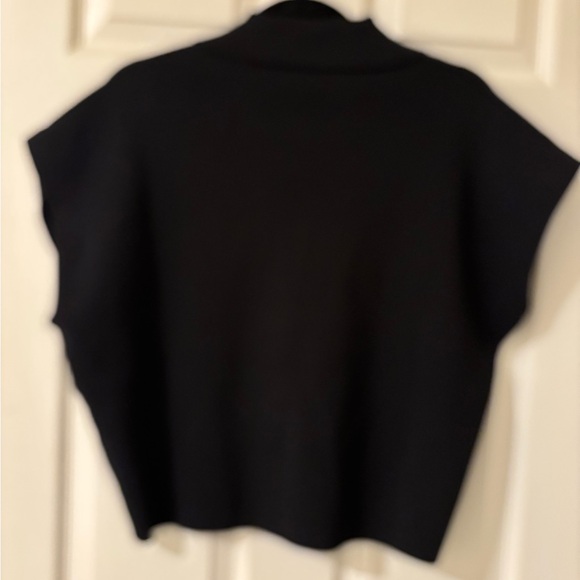 There-Elsewhere Black Collared Compact Knit Top S/M - Picture 9 of 11